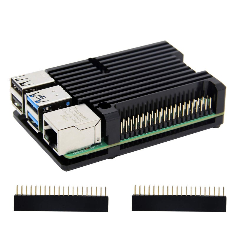 Geekworm for Raspberry Pi 4 Armor Case P122, Aluminum Alloy Passive Cooling Heatsink Cooler Enclosure Compatible with Raspberry Pi 4 Model B Computer - Image 1